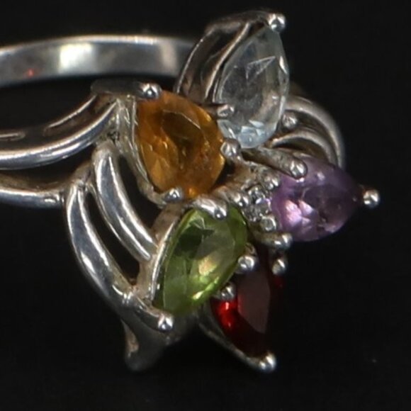 Sterling Silver Ring Genuine Citrine Amethyst Garnet Topaz Citrine Peridot US 6 - Picture 6 of 6